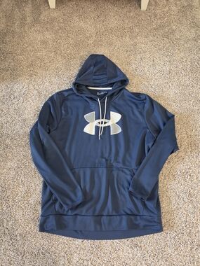 Under Armour Navy Pullover Hoodie with White Logo